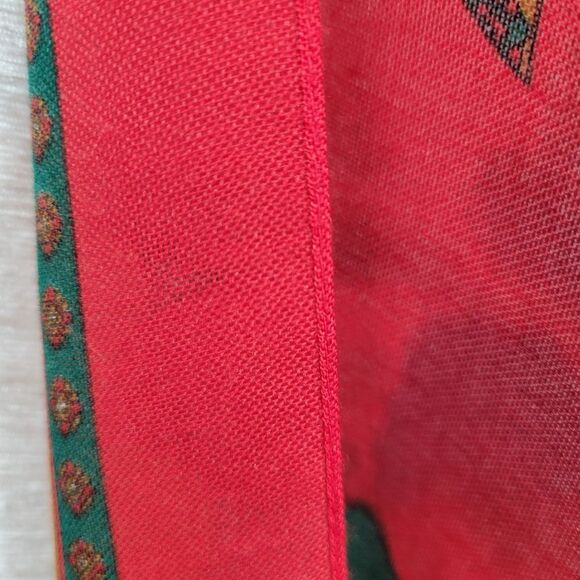 Floral Red and Green Scarf Woven Wild Rag - Picture 4 of 5